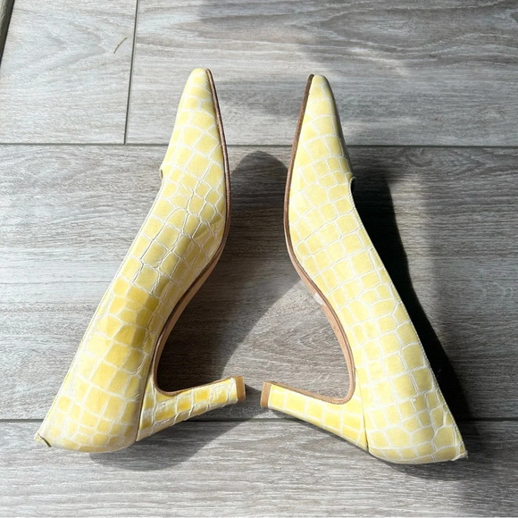Vintage Liz Claiborne Yellow  Gold Croc Giraffe Patern Patent Leather Heels - Picture 10 of 15
